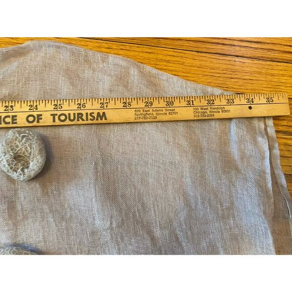 JDL Linen Tunic Top Women’s XS/S Ruffle Shirt Flower Appliqué Beige - Picture 7 of 9